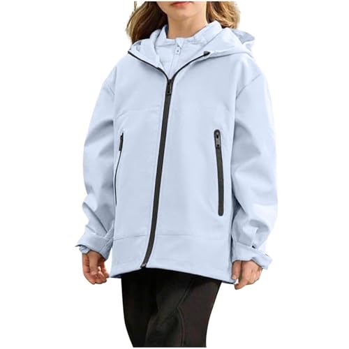 Regenjacke Mädchen Übergangsjacke Kinder Jacke Wasserdicht Kapuzenjacke Winddicht Regenmantel Leichte Herbstjacke Outdoor Softshelljacke Outdoorjacke Loose Funktionsjacke Blau 170 von Guqmjde
