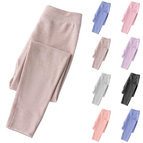 Guqmjde Thermoleggings Mädchen Hosen Kinder Baumwolle Leggings Jogginghose Gefütterte Hose Thermohose Sporthose Sweathose mit Elastische Thermounterwäsche Trainingshose Kaffee,12 Jahre von Guqmjde