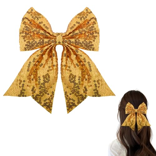 Gold Glitzer Fliege Pailletten Haarschleifen für Frauen Mädchen Schleife Haarspange für Haarstyling Zubehör Bowknot Haarnadel Pailletten Haarschmuck für Teenager Sparkly Bow Knot Haarnadel für von Guqqeuc