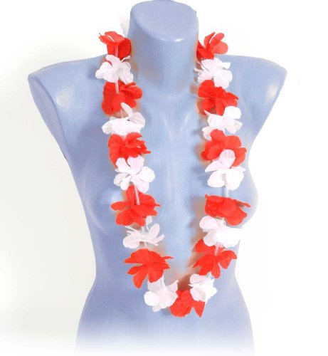 FASCHING 46990 Hawaii-Kette rot-weiß Köln Blumenkette NEU/OVP von Gurimotex