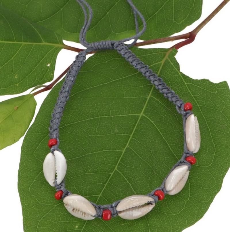 Guru-Shop Armreif Perlenarmband, Muschel Makramee Armband -.. von Guru-Shop