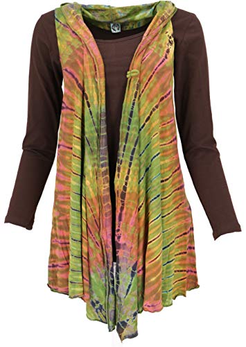 GURU SHOP Unikat Batiktunika, Cardigan Tunika, Sommertunika, Maxitunika, Damen, Lemon, Synthetisch, Size:42 von GURU SHOP