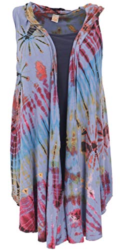 GURU SHOP Unikat Batiktunika, Cardigan Tunika, Sommertunika, Maxitunika, Damen, Hellblau, Synthetisch, Size:42 von GURU SHOP