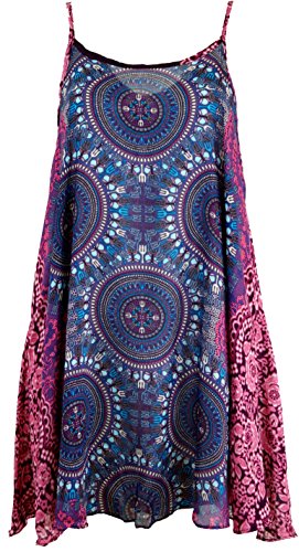 GURU SHOP Dashiki Minikleid, Trägerkleid, Strandkleid, Damen, Flieder/Fuchsia, Synthetisch, Size:38 von GURU SHOP