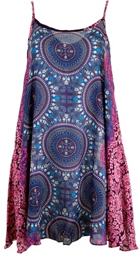 GURU SHOP Boho Dashiki Minikleid, Trägerkleid, Strandkleid - Flieder/Fuchsia, Damen, Synthetisch von GURU SHOP