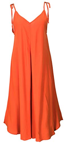 GURU SHOP Jumpsuit, Knöchellanger Sommer Overall, Hosenkleid - Orange, Damen, Synthetisch, Size:40 von GURU SHOP