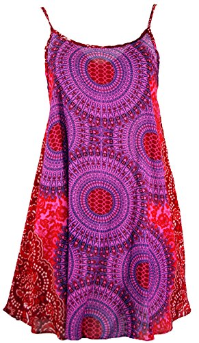 GURU SHOP Mandala Minikleid, Trägerkleid, Strandkleid, Damen, Fuchsia, Synthetisch, Size:38 von GURU SHOP