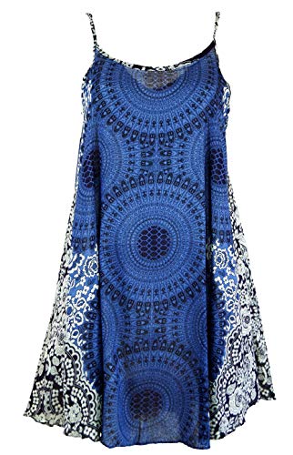 GURU SHOP Mandala Minikleid, Trägerkleid, Strandkleid, Damen, Indigo, Synthetisch, Size:38 von GURU SHOP