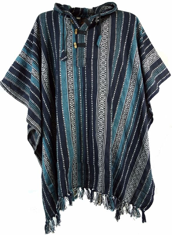 Guru-Shop Cardigan - Poncho Hippie chic, Ethno Poncho, Andenponcho - blau/schwarz  - für Männer - Größe  multicolor Guru-Shop Cardigan - Poncho Hippie chic, Ethno Poncho, Andenponcho - blau/schwarz  - für Männer - Größe  multicolor von Guru-Shop