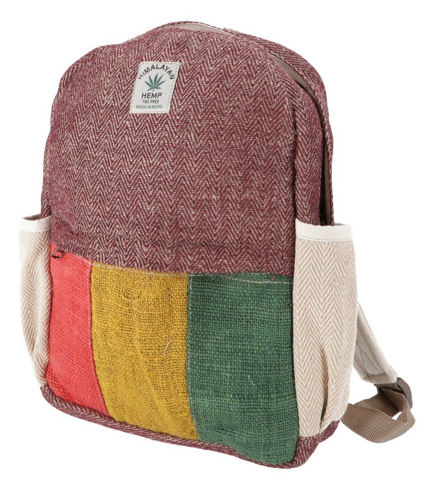 Guru-Shop Freizeitrucksack Kleiner Ethno Hanf Rucksack gestreift - rasta von Guru-Shop