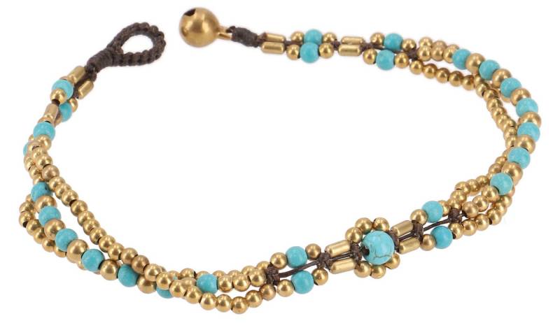 Guru-Shop Fußkette Fußkette Makramee mit Glöckchen, Boho.. von Guru-Shop