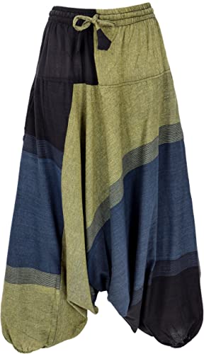 GURU SHOP Gestreifte Haremshose, Pluderhose, Pumphose, Aladinhose, Damen, Lemon, Baumwolle, Size:40 von GURU SHOP