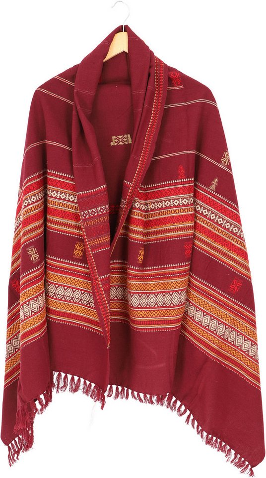 Guru-Shop Halstuch Indischer Schal Stola, Ethno Tuch/Decke - rot von Guru-Shop