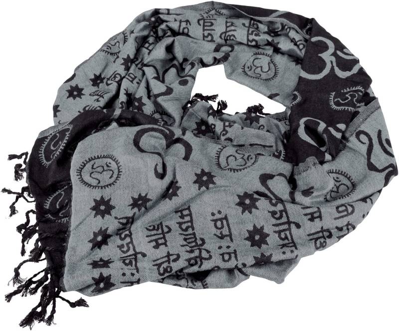 Guru-Shop Halstuch Viskose Schal Stola mit OM Musterr - grau Guru-Shop Halstuch Viskose Schal Stola mit OM Musterr - grau von Guru-Shop