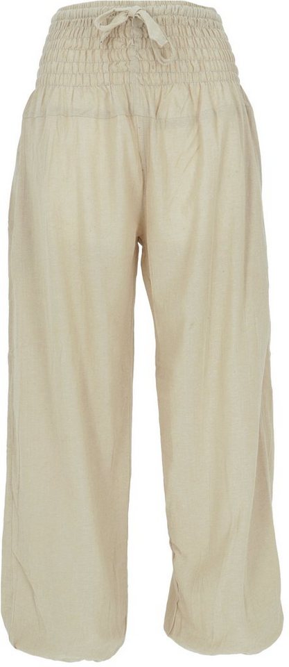 Guru-Shop Relaxhose Muckhose, Aladinhose mit breitem Bund - beige Ethno Style, alternative Bekleidung von Guru-Shop