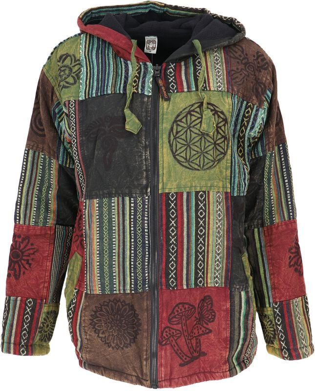 Guru-Shop Kapuzenjacke - Goa Jacke, Patchwork Sweatshirt Jacke - grün/bunt - M bis XXL - für Männer - Größe XL - multicolor Guru-Shop Kapuzenjacke - Goa Jacke, Patchwork Sweatshirt Jacke - grün/bunt - M bis XXL - für Männer - Größe XL - multicolor von Guru-Shop