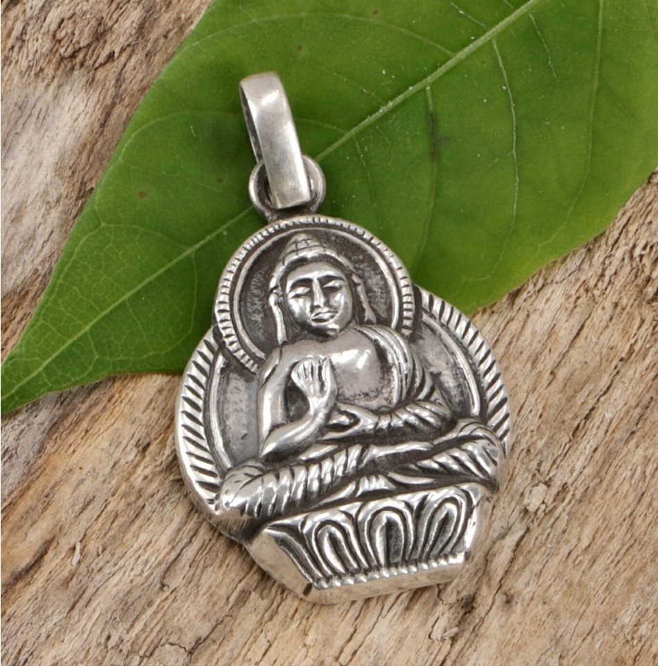 Guru-Shop Kettenanhänger Silber Anhänger Buddha Talisman - Modell 4 von Guru-Shop