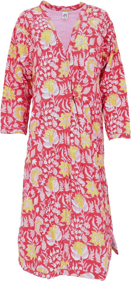 Guru-Shop Kimono Gesteppter Morgenmantel, Hausmantel, Kimono - rot, alternative Bekleidung von Guru-Shop