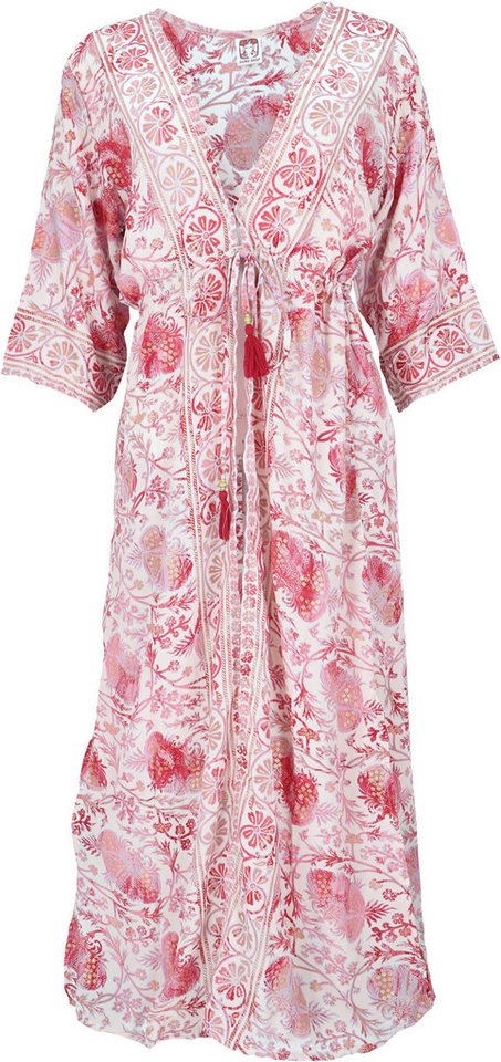 Guru-Shop Kimono Kimonokleid, seidig glänzender Boho Kimono,.., alternative Bekleidung von Guru-Shop