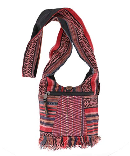 Alternative Umhängetasche Herren/Damen Rot Baumwolle Schulterbeutel 40x35x25 cm GURU SHOP Sadhu Bag Handtasche aus Stoff Goa Tasche 