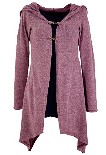 GURU SHOP Lange Strickjacke, Strickmantel mit Weiter Kapuze, Altrosa, Baumwolle, Size:M/L (38) von GURU SHOP