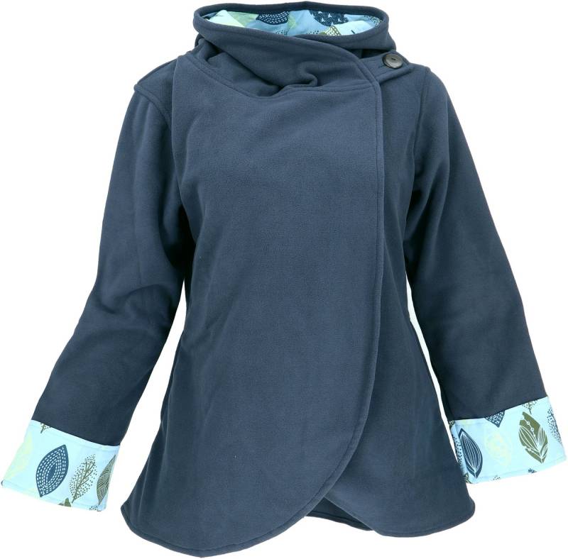 Guru-Shop Langjacke Fleece Cape Wickeljacke - blau alternative Bekleidung von Guru-Shop