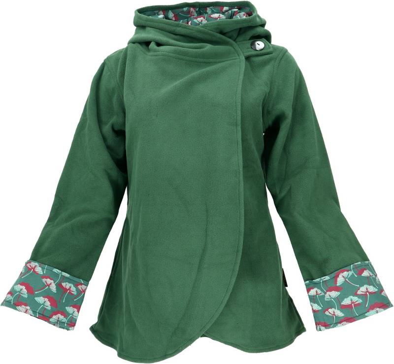 Guru-Shop Langjacke Fleece Cape Wickeljacke - grün alternative Bekleidung von Guru-Shop