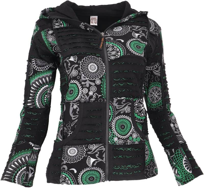 Guru-Shop Langjacke Goa Patchwork Jacke, Boho Kapuzenjacke, Ethno.. alternative Bekleidung von Guru-Shop