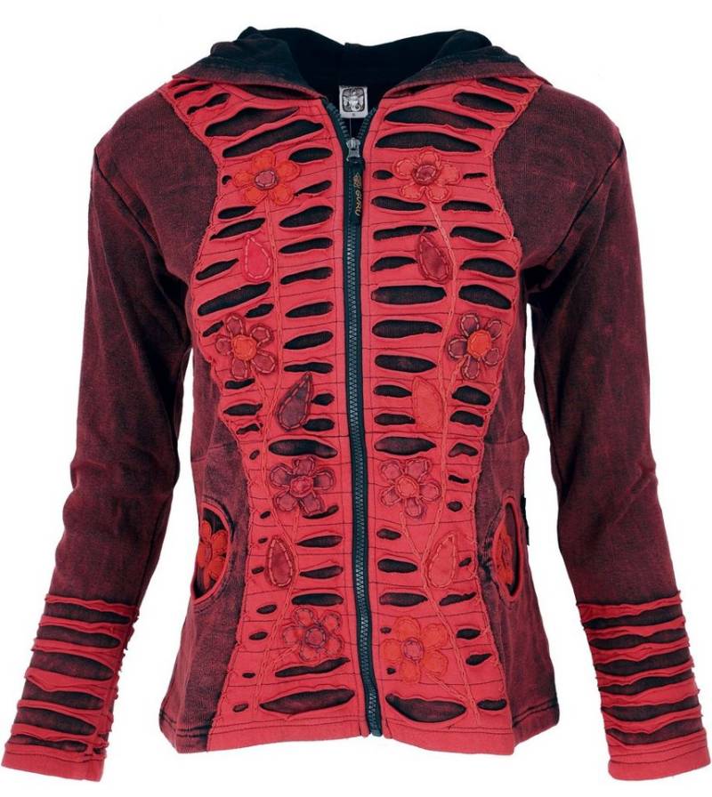 Guru-Shop Langjacke Goa Stonewash Jacke, Boho Patchwork.. alternative Bekleidung von Guru-Shop