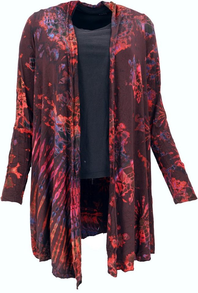 Guru-Shop Langjacke Offener Batik Cardgan, Boho Batikjacke - braun von Guru-Shop