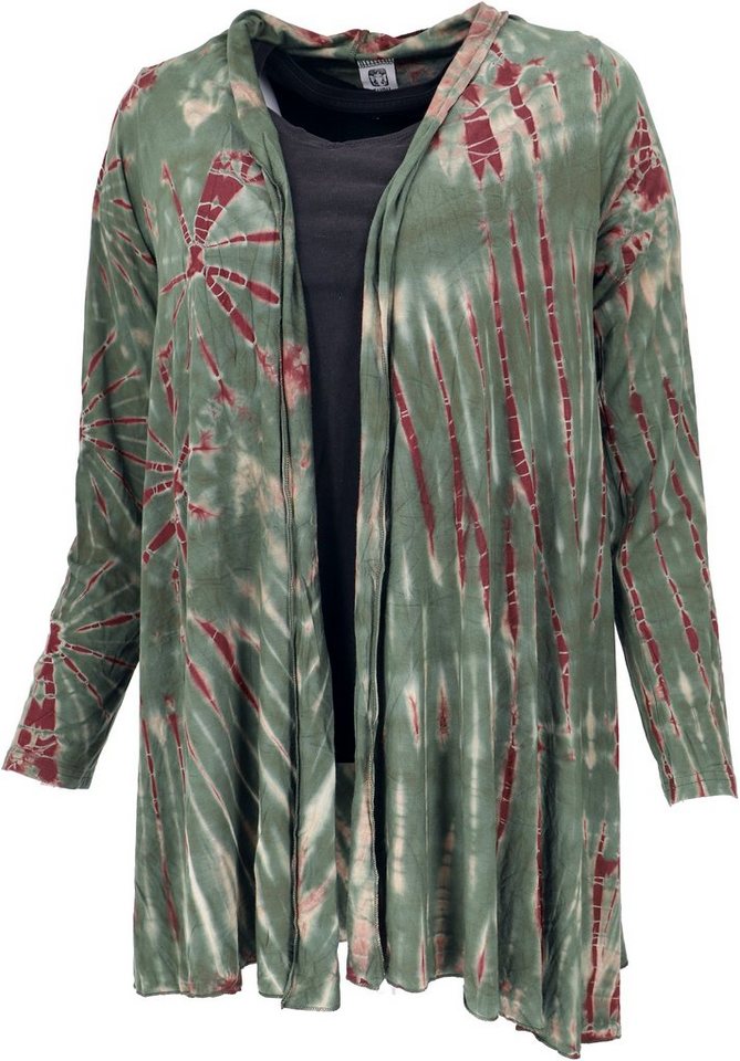 Guru-Shop Langjacke Offener Batik Cardgan, Boho Batikjacke - grün von Guru-Shop