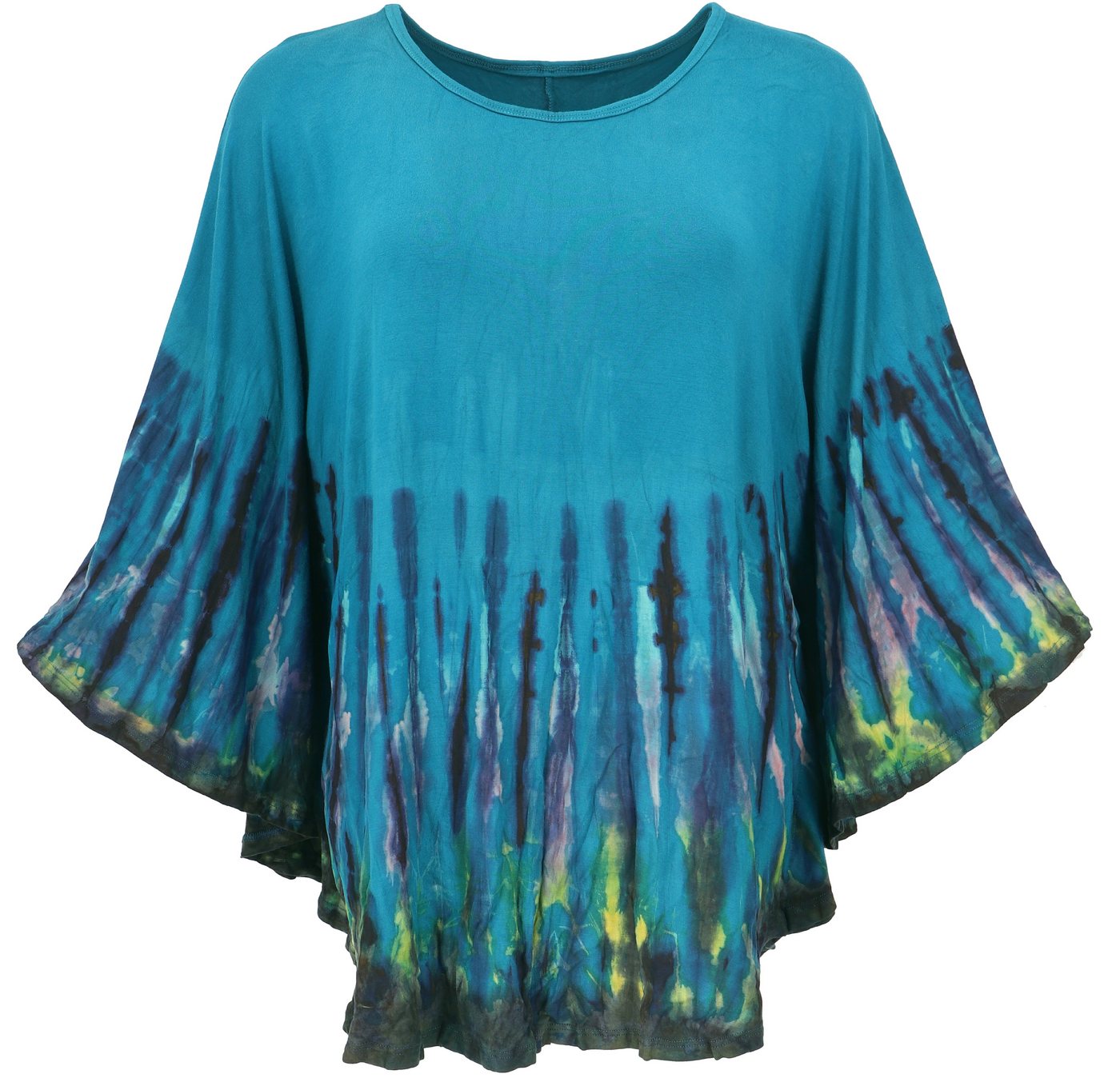 Guru-Shop Longbluse Batik Poncho, Tunika, Boho Kaftan, Maxibluse -.. alternative Bekleidung von Guru-Shop