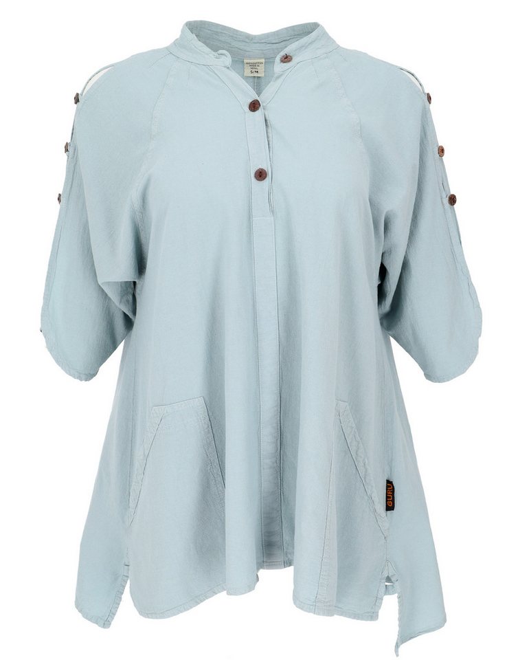 Guru-Shop Longbluse Bequeme Baumwoll-Tunikabluse mit Kokosknöpfen,.. von Guru-Shop