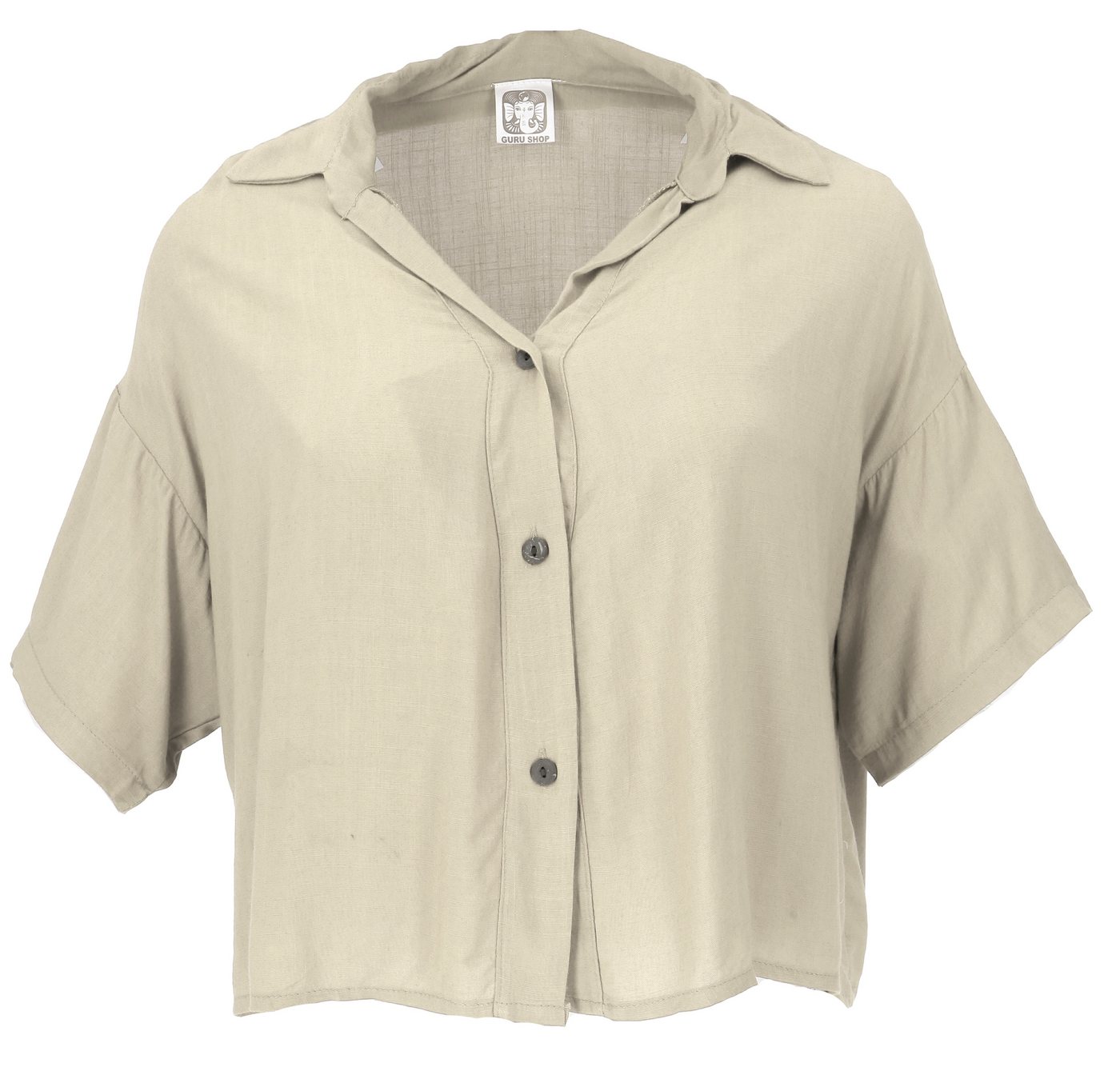 Guru-Shop Longbluse Boho Blusentop, Basic Kurzarmbluse, weite.. alternative Bekleidung von Guru-Shop