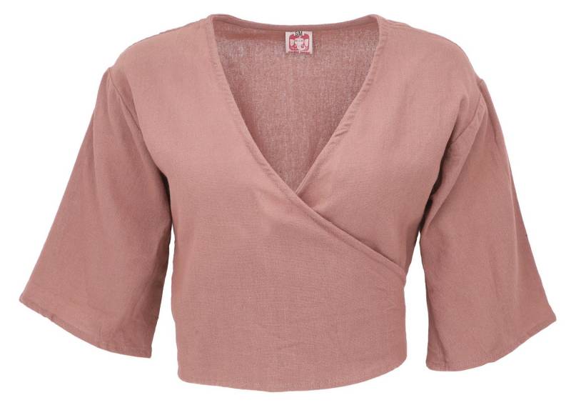 Guru-Shop Longbluse Boho Wickelbluse, Wickeltop aus Baumwolle - taupe alternative Bekleidung Guru-Shop Longbluse Boho Wickelbluse, Wickeltop aus Baumwolle - taupe alternative Bekleidung von Guru-Shop