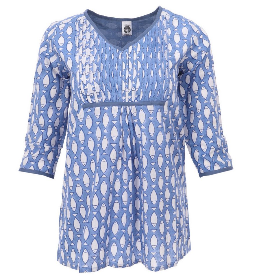 Guru-Shop Longbluse Handbedruckte Bohobluse, luftige Baumwollbluse.. alternative Bekleidung von Guru-Shop