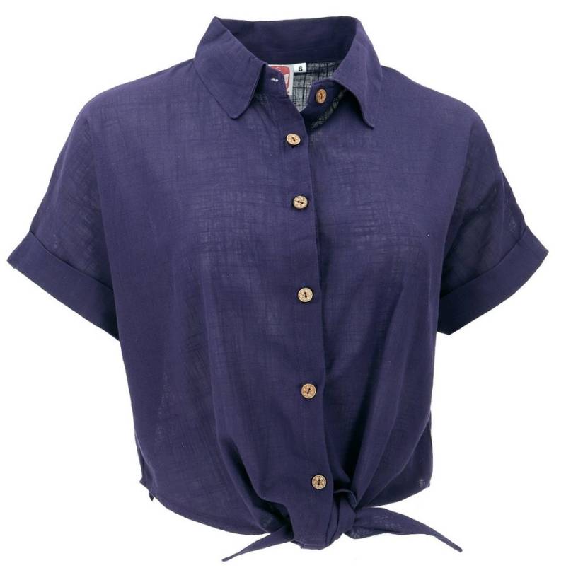Guru-Shop Longbluse Leichte Baumwoll Bluse, Sommerbluse zum Binden.. alternative Bekleidung von Guru-Shop