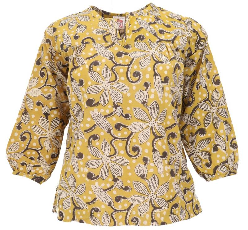 Guru-Shop Longbluse Leichte Baumwollbluse, Boho Schlupfbluse mit.. alternative Bekleidung von Guru-Shop