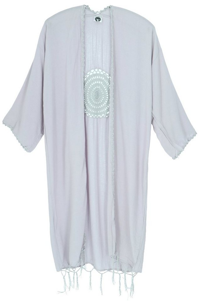 Guru-Shop Longbluse Leichter Kaftan, besticktes offenes.. alternative Bekleidung von Guru-Shop