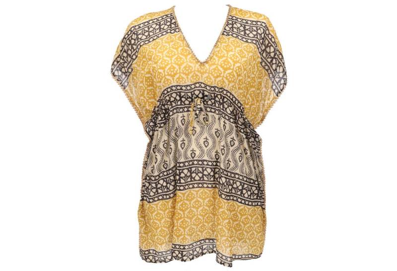 Guru-Shop Longbluse Leichter Kaftan mit Perlenbordüre, Boho XL.. alternative Bekleidung von Guru-Shop