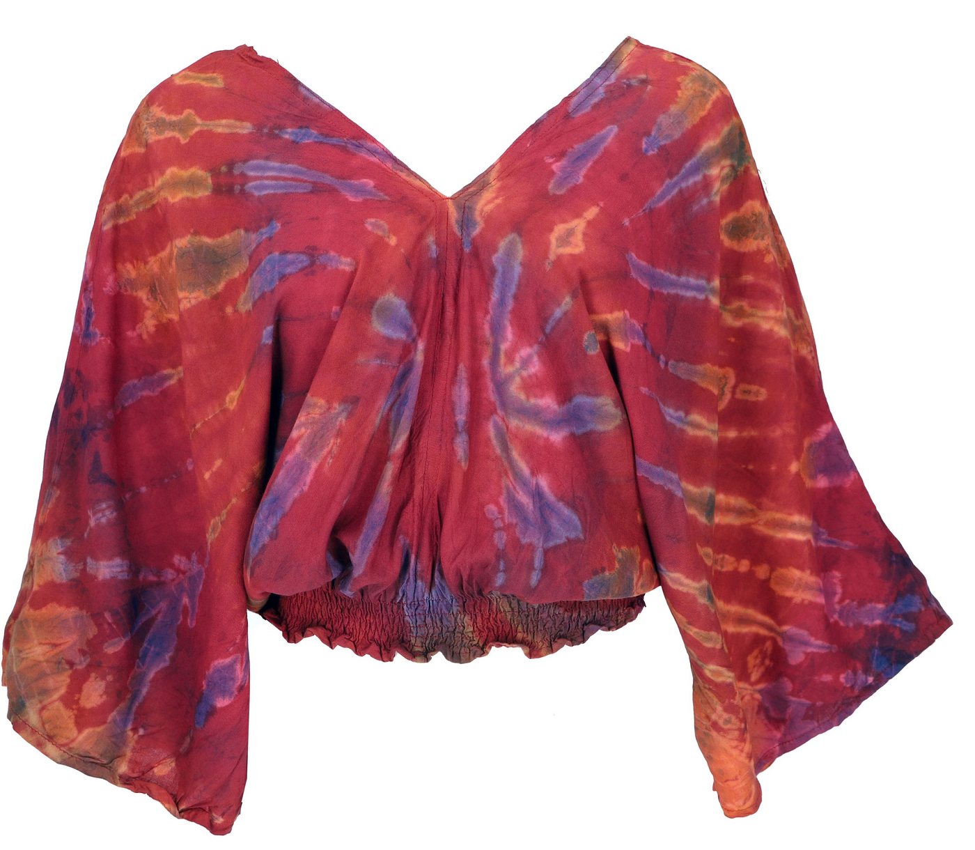 Guru-Shop Longbluse Luftige Batikbluse, Boho Sommerbluse - rot Boho von Guru-Shop