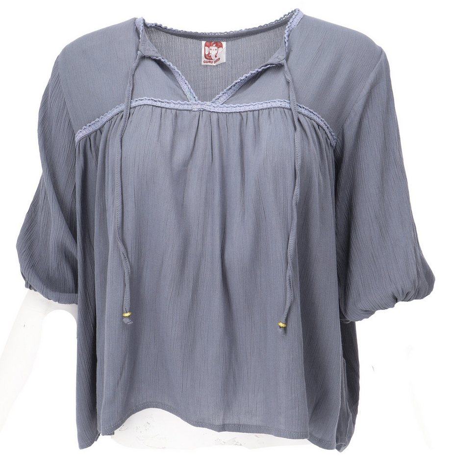 Guru-Shop Longbluse Luftige Boho Bluse, Maxibluse mit Spitze -.. von Guru-Shop