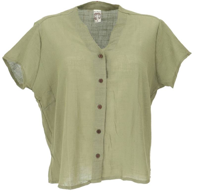 Guru-Shop Longbluse Luftiges Basic Blusentop, Kurzarm Baumwollbluse.. alternative Bekleidung von Guru-Shop
