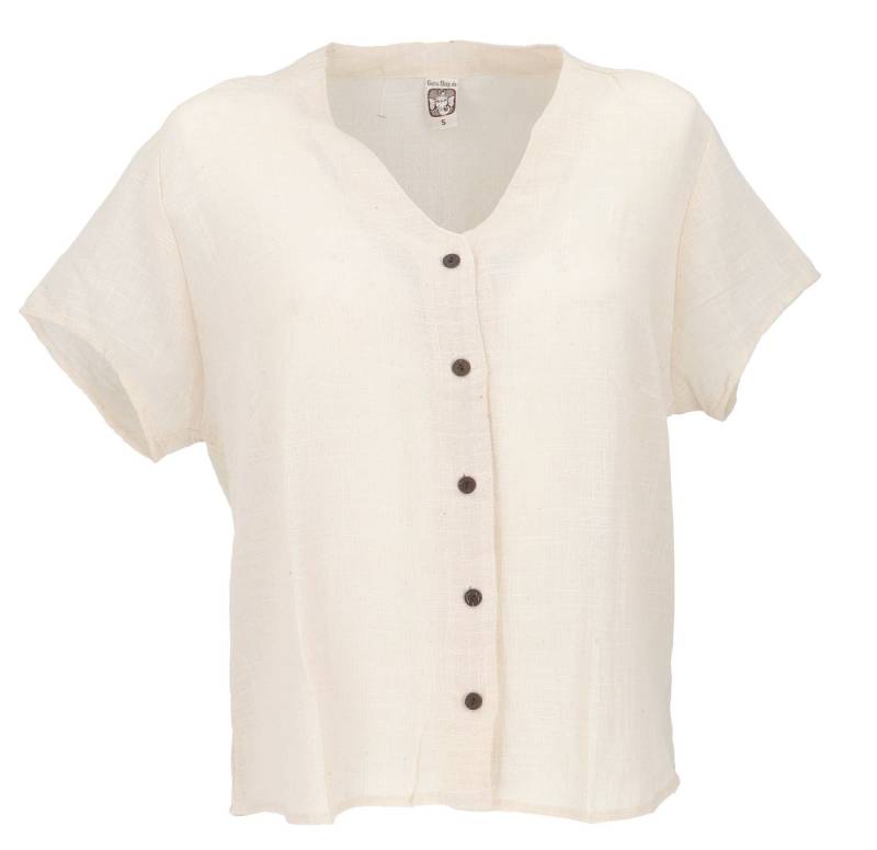 Guru-Shop Longbluse Luftiges Basic Blusentop, Kurzarm Baumwollbluse.. alternative Bekleidung von Guru-Shop