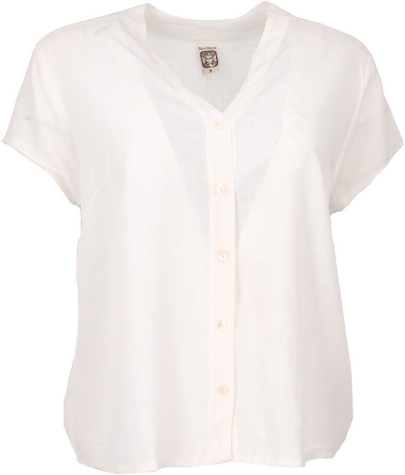 Guru-Shop Longbluse Luftiges Basic Blusentop, kurzarm Bluse -.. alternative Bekleidung von Guru-Shop