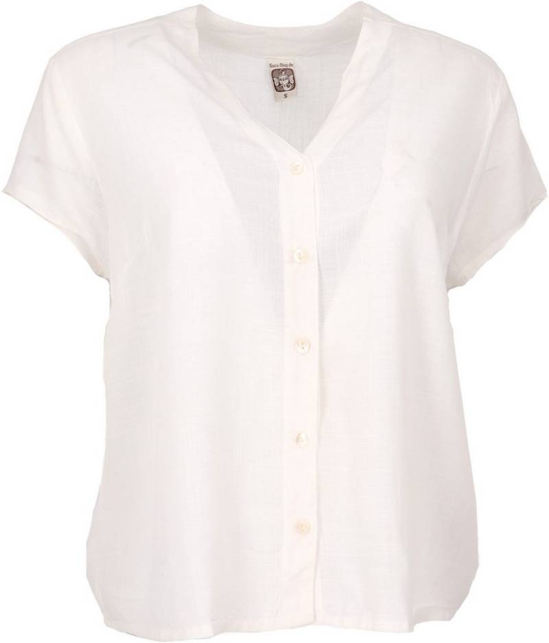 Guru-Shop Longbluse Luftiges Basic Blusentop, kurzarm Bluse -.. alternative Bekleidung von Guru-Shop