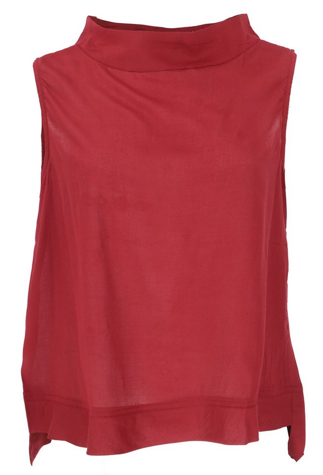 Guru-Shop Longbluse Luftiges Boho Blusentop, Basic Sommertop - rot alternative Bekleidung von Guru-Shop