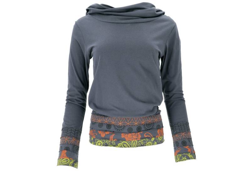 Guru-Shop Longsleeve Kapuzenshirt, Boho Patchwork Shirt mit.. alternative Bekleidung von Guru-Shop