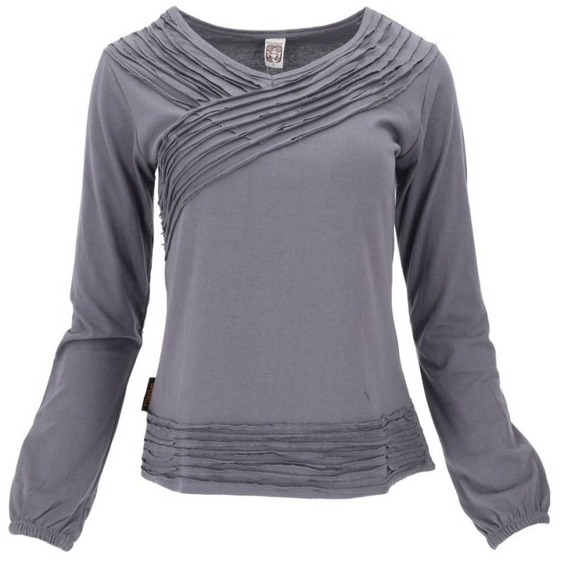 Guru-Shop Longsleeve Langarmshirt Boho Style, einfarbiges Shirt mit.. alternative Bekleidung von Guru-Shop