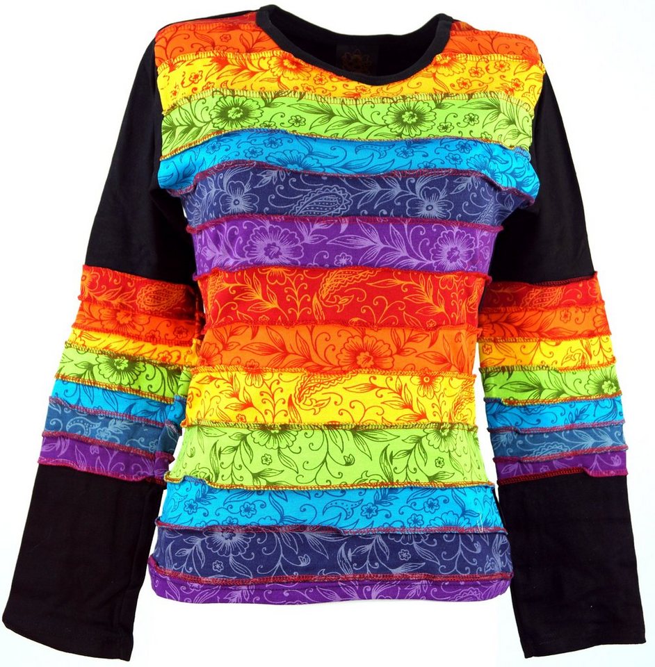 Guru-Shop Longsleeve Langarmshirt Regenbogen alternative Bekleidung von Guru-Shop